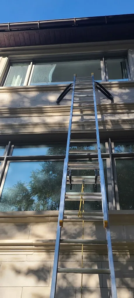 Ladder setup for elevated windows